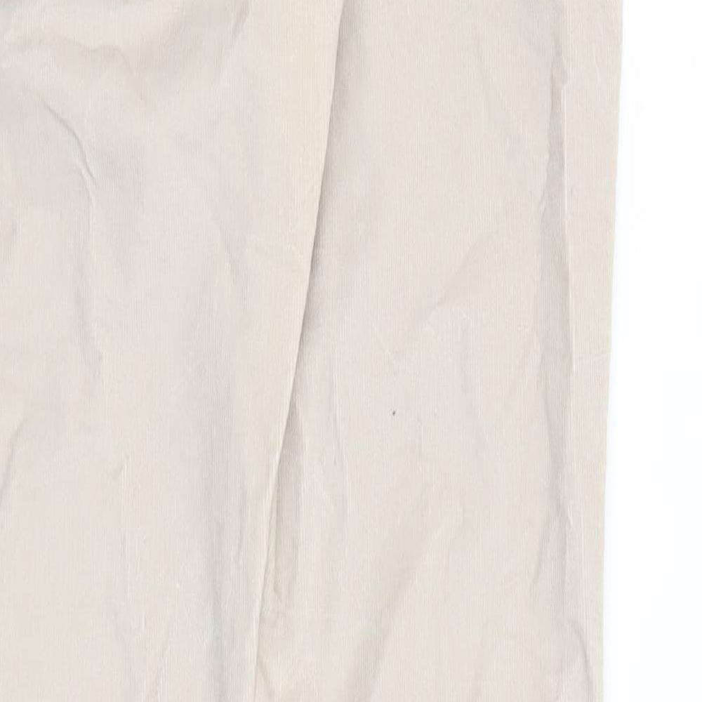White Stuff Womens Beige Cotton Trousers Size 12 L31 in Regular Zip - Pockets