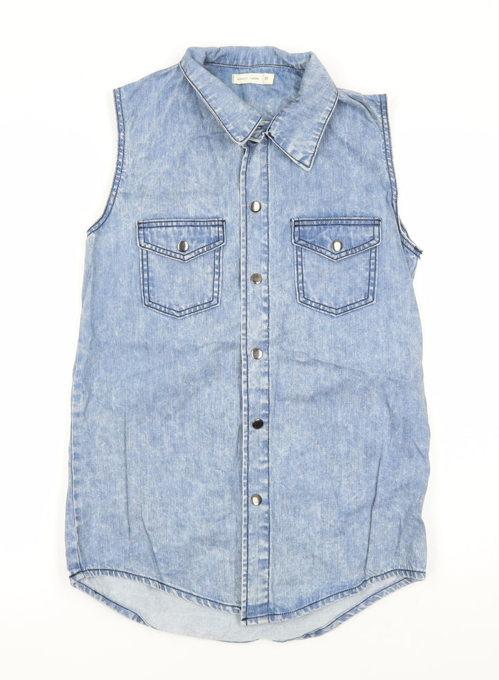Silence + Noise Womens Blue 100% Cotton Basic Blouse Size XS Collared
