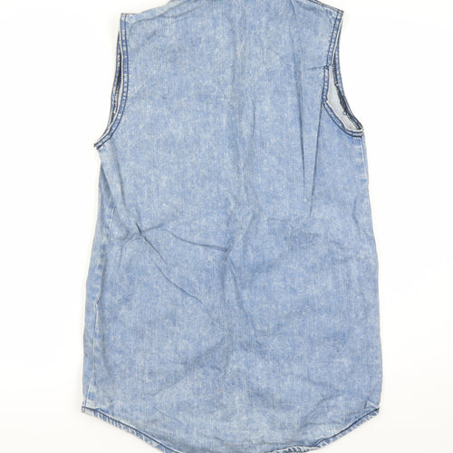 Silence + Noise Womens Blue 100% Cotton Basic Blouse Size XS Collared