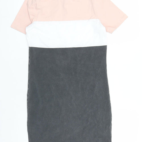New Look Girls Grey Colourblock Cotton T-Shirt Dress Size 14-15 Years Crew Neck Pullover - Tokyo