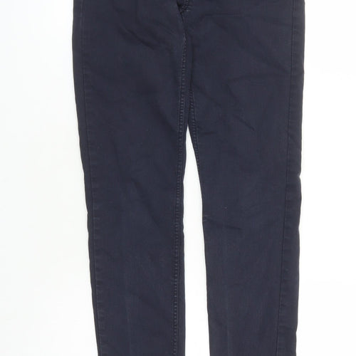 H&M Womens Blue Cotton Skinny Jeans Size 8 L28 in Regular Zip - Pockets