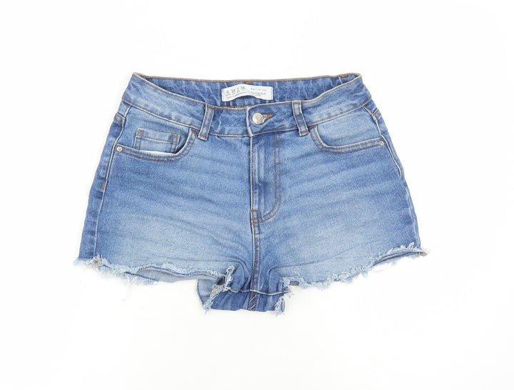 Denim & Co. Womens Blue Cotton Cut-Off Shorts Size 6 Regular Zip - Pockets Inside Leg 2 Inches