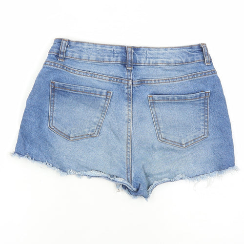 Denim & Co. Womens Blue Cotton Cut-Off Shorts Size 6 Regular Zip - Pockets Inside Leg 2 Inches