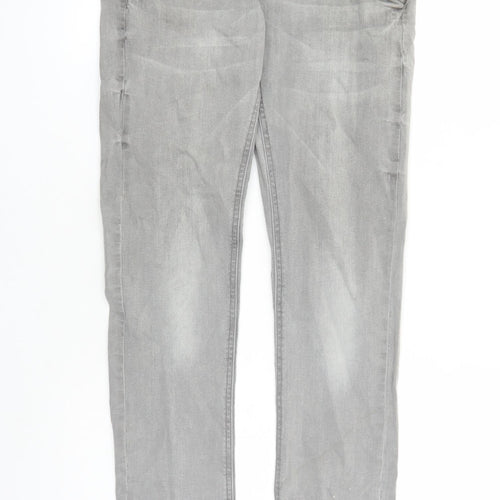 Nukutavake Womens Grey Polyester Straight Jeans Size 16 L31 in Regular Zip - po