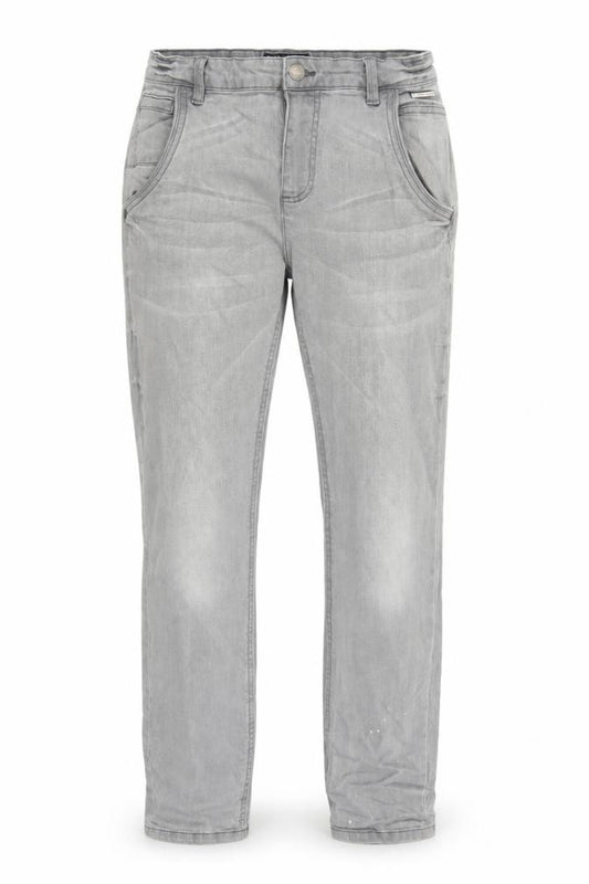 Front view of Nukutavake women’s grey polyester straight jeans, size UK 16, 31-inch leg regular zip - po