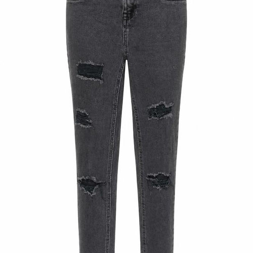 New Look Girls Black Cotton Skinny Jeans Size 14 Years L28 in Regular Zip - Distressed Look Pockets