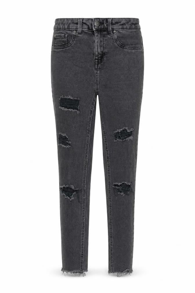 New Look Girls Black Cotton Skinny Jeans Size 14 Years L28 in Regular Zip - Distressed Look Pockets