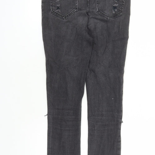New Look Girls Black Cotton Skinny Jeans Size 14 Years L28 in Regular Zip - Distressed Look Pockets
