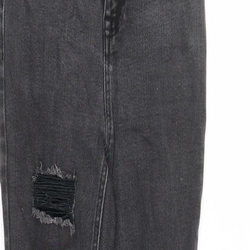 New Look Girls Black Cotton Skinny Jeans Size 14 Years L28 in Regular Zip - Distressed Look Pockets