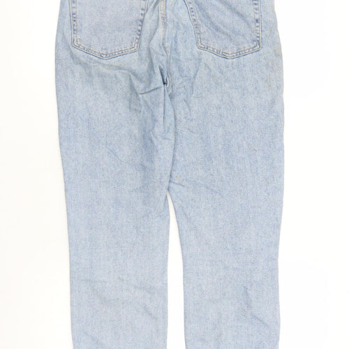 Topshop Womens Blue Cotton Straight Jeans Size 30 in L27 in Regular Zip - Pockets Raw Hems