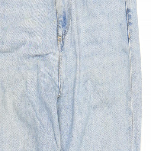 Topshop Womens Blue Cotton Straight Jeans Size 30 in L27 in Regular Zip - Pockets Raw Hems