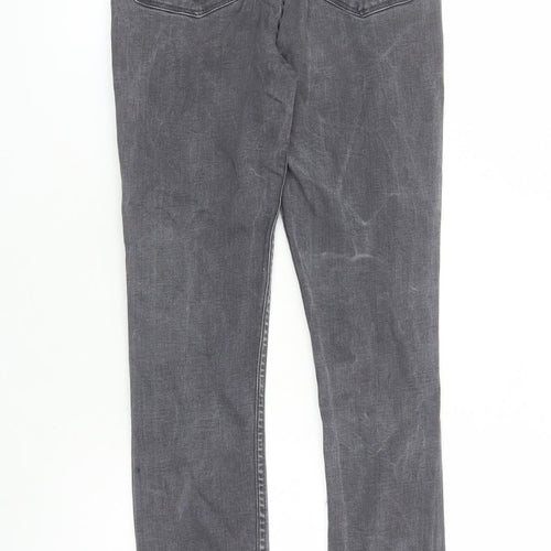 Zara Womens Grey Cotton Skinny Jeans Size 8 L27 in Regular Zip - Pockets
