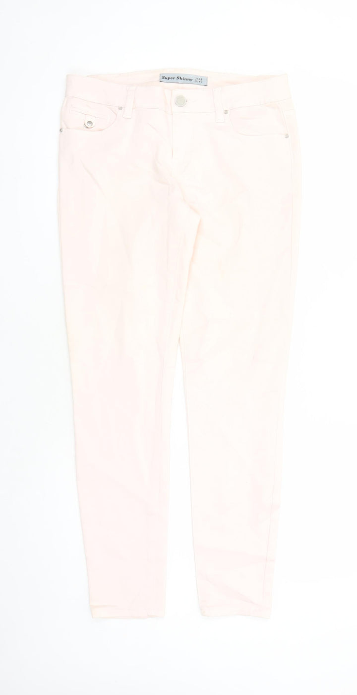 New Look Womens Pink Cotton Skinny Jeans Size 12 L28 in Regular Zip - Pockets
