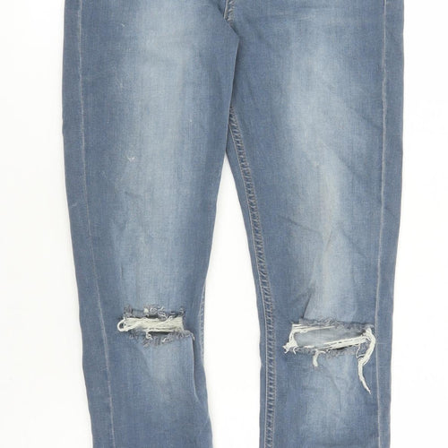 Topshop Womens Blue Cotton Skinny Jeans Size 26 in L27 in Regular Zip - Pockets
