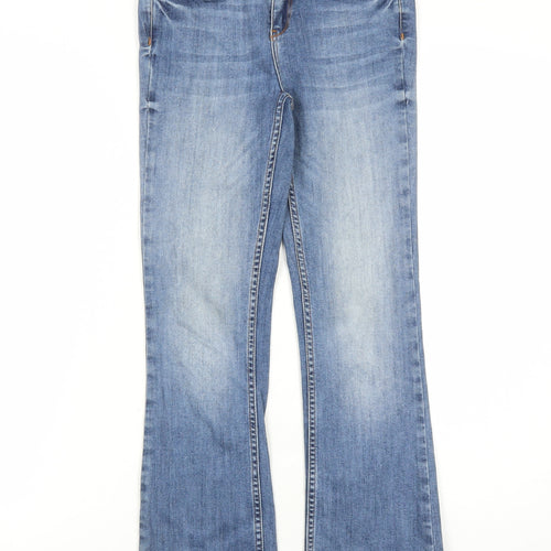River Island Womens Blue Cotton Bootcut Jeans Size 6 L24 in Regular Zip - po