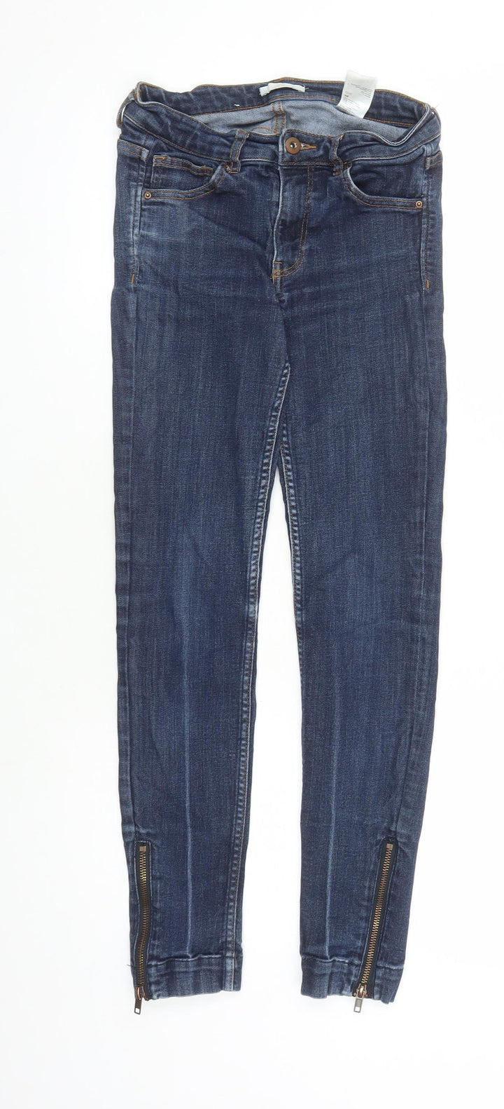 H&M Womens Blue Cotton Skinny Jeans Size 26 in L27 in Regular Zip - Zip Detail On Ankle
