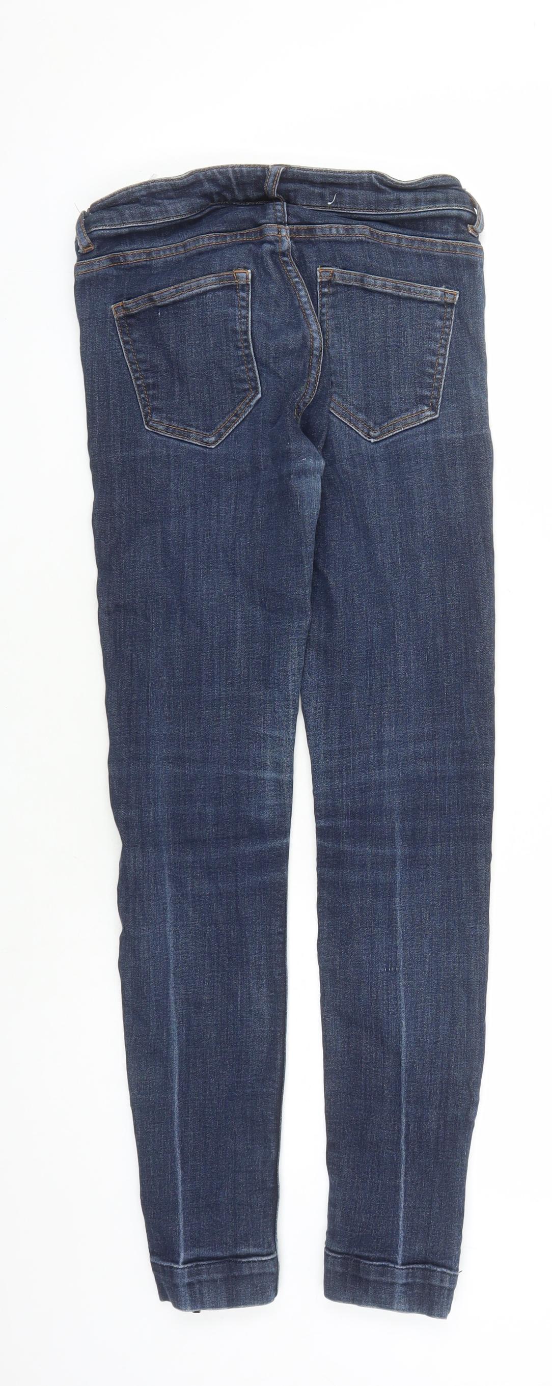 H&M Womens Blue Cotton Skinny Jeans Size 26 in L27 in Regular Zip - Zip Detail On Ankle
