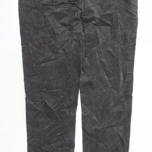 marks and Womens Grey Cotton Trousers Size 18 L31 in Regular Zip - Pockets