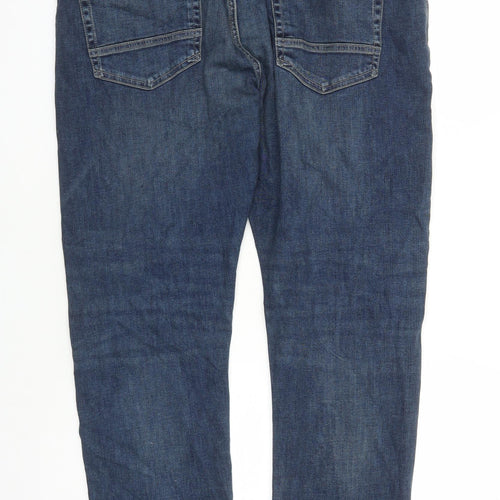 Marks and Spencer Mens Blue Polyester Straight Jeans Size 40 in L31 in Slim Zip - Pockets