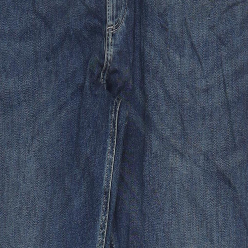 Marks and Spencer Mens Blue Polyester Straight Jeans Size 40 in L31 in Slim Zip - Pockets