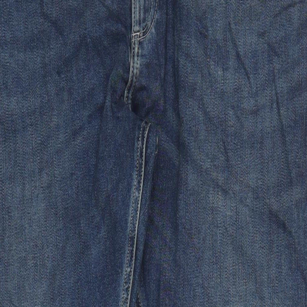 Marks and Spencer Mens Blue Polyester Straight Jeans Size 40 in L31 in Slim Zip - Pockets