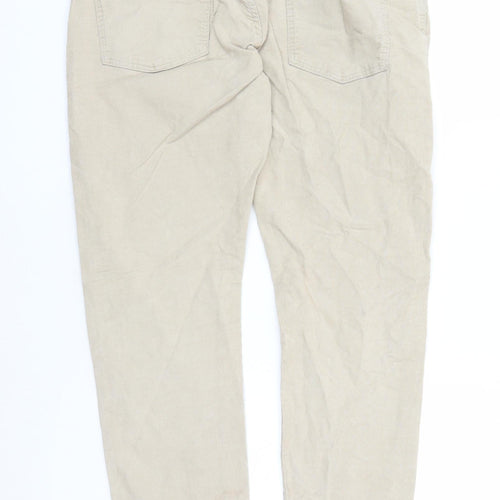 Marks and Spencer Mens Beige Cotton Trousers Size 34 in L31 in Slim Zip - Pockets