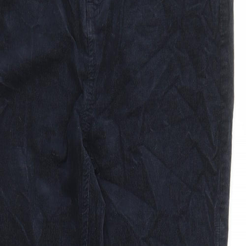 Marks and Spencer Womens Blue Cotton Trousers Size 14 L30 in Regular Zip - Pockets