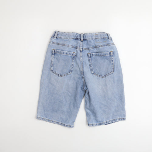 Marks and Spencer Boys Blue Cotton Bermuda Shorts Size 11-12 Years Regular Zip