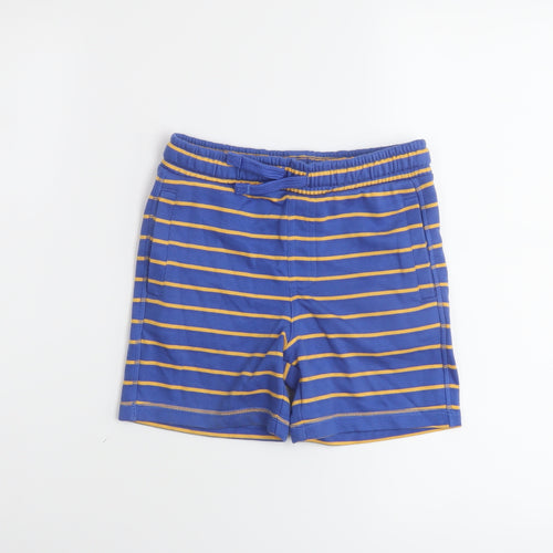 Marks and Spencer Boys Black Striped Cotton Sweat Shorts Size 5-6 Years Regular Drawstring