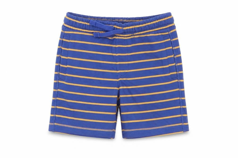 Marks and Spencer Boys Black Striped Cotton Sweat Shorts Size 5-6 Years Regular Drawstring