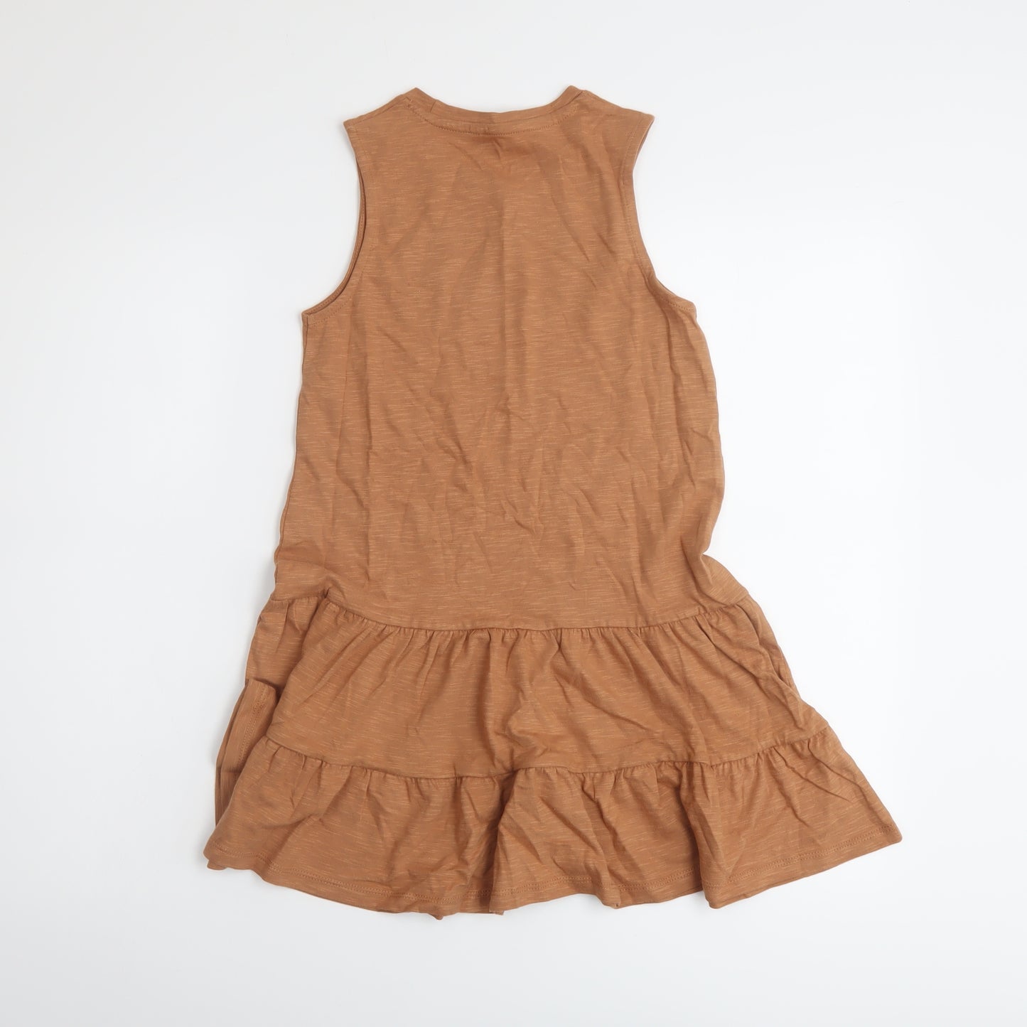 Marks and Spencer Girls Brown Cotton Trapeze & Swing Size 8-9 Years Round Neck Pullover