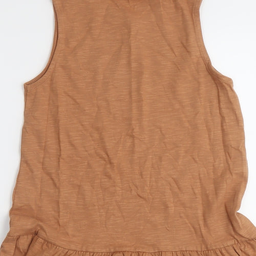 Marks and Spencer Girls Brown Cotton Trapeze & Swing Size 8-9 Years Round Neck Pullover