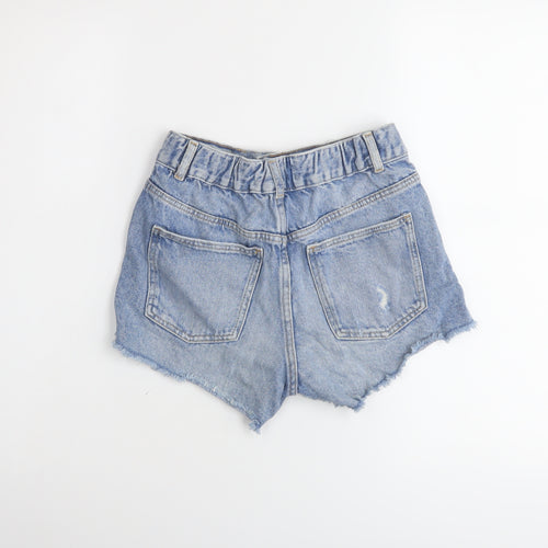 Zara Girls Blue Cotton Hot Pants Shorts Size 10 Years Regular Zip