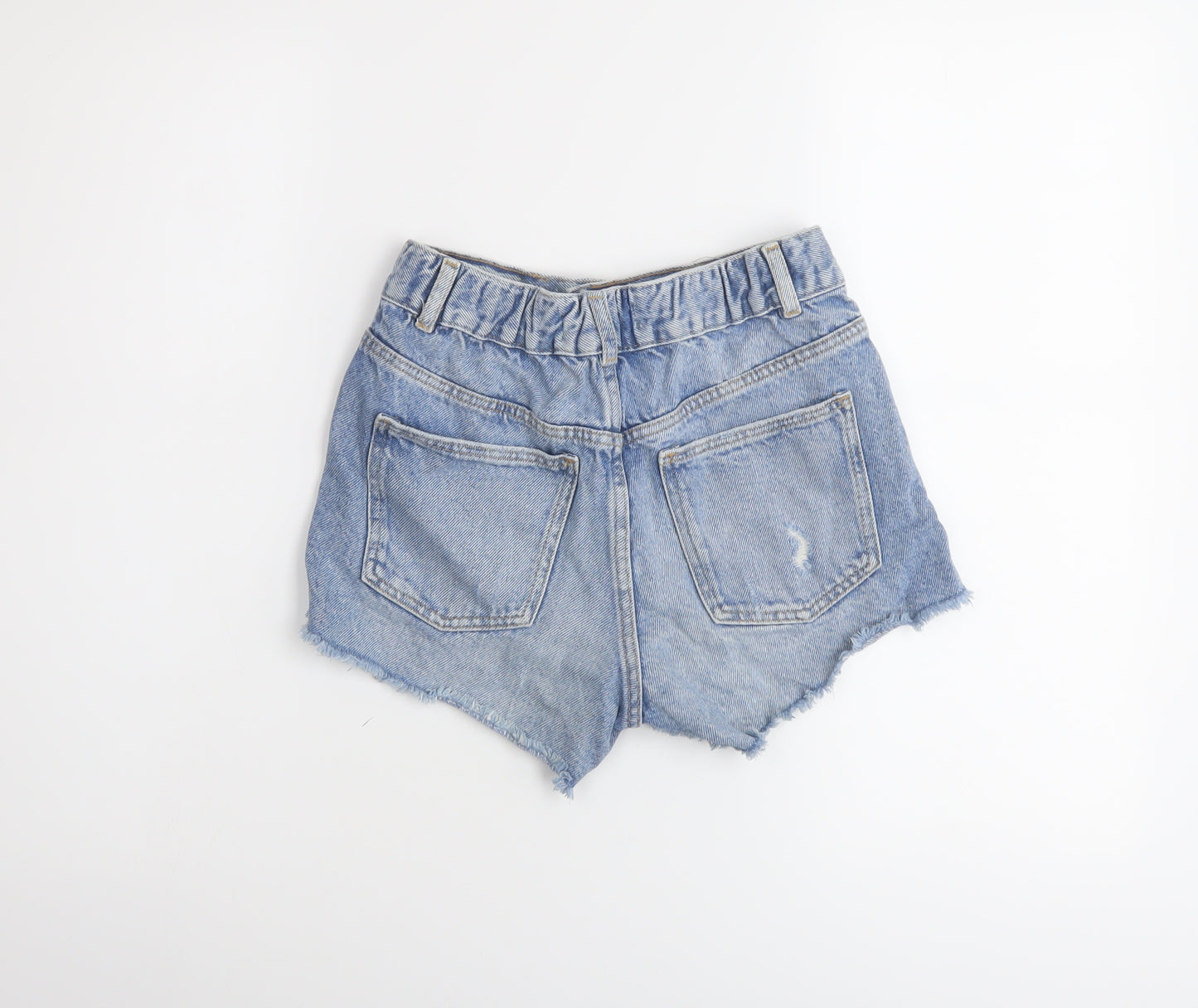 Zara Girls Blue Cotton Hot Pants Shorts Size 10 Years Regular Zip