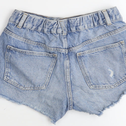 Zara Girls Blue Cotton Hot Pants Shorts Size 10 Years Regular Zip
