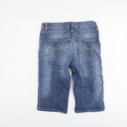 TU Womens Blue Cotton Bermuda Shorts Size 8 L14 in Regular Button