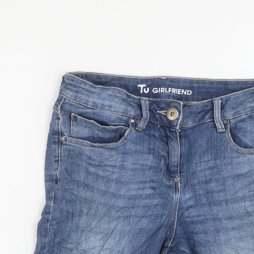 TU Womens Blue Cotton Bermuda Shorts Size 8 L14 in Regular Button