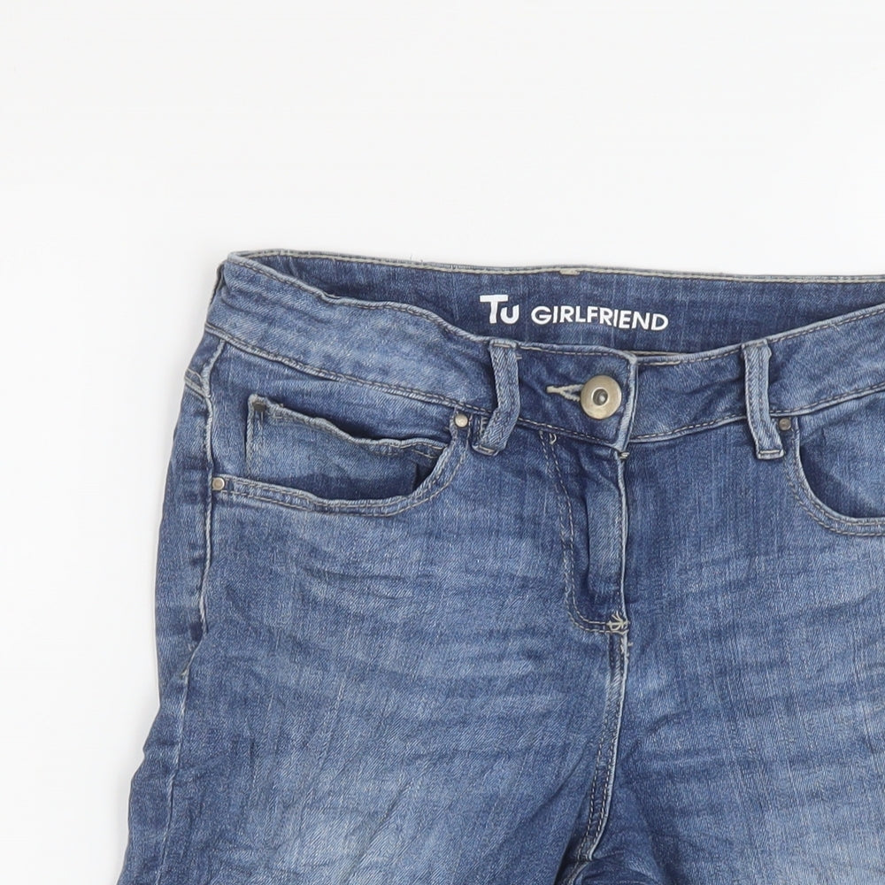 TU Womens Blue Cotton Bermuda Shorts Size 8 L14 in Regular Button
