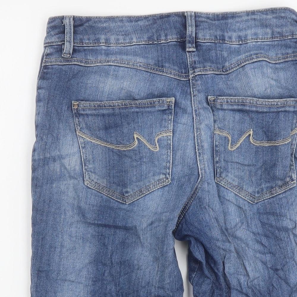 TU Womens Blue Cotton Bermuda Shorts Size 8 L14 in Regular Button