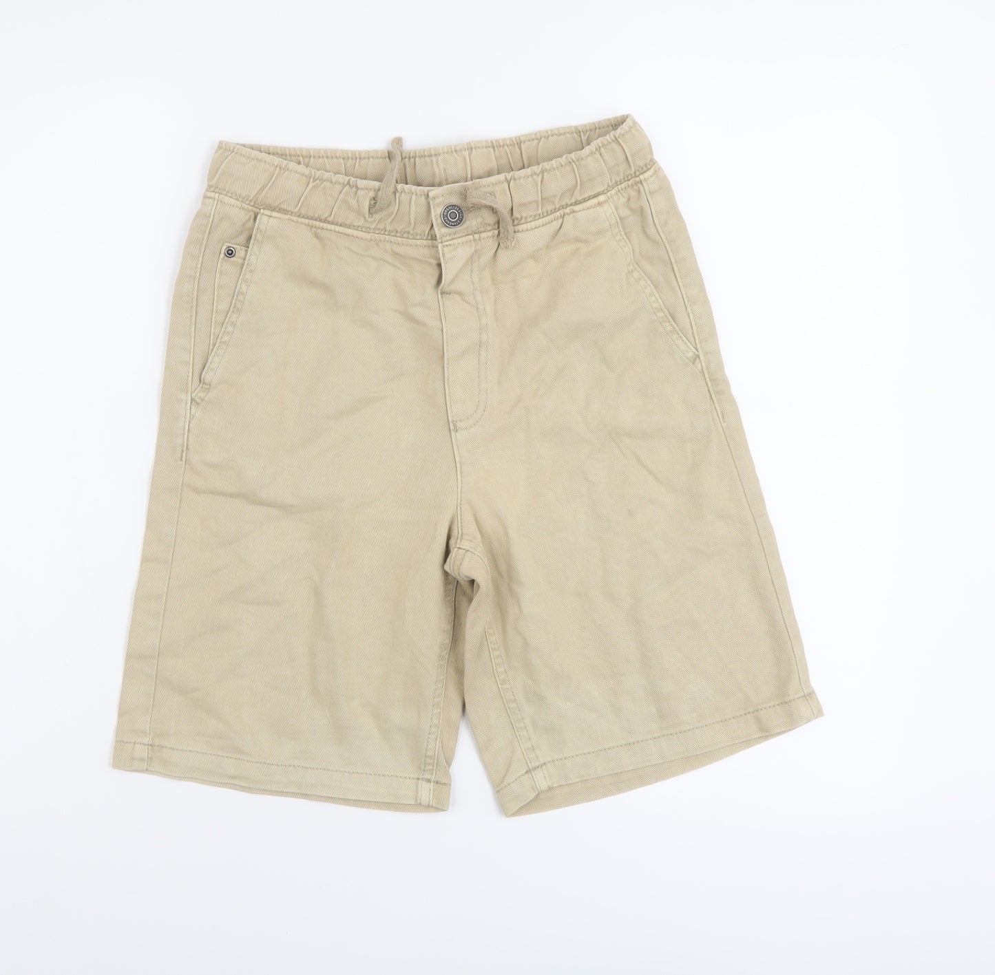 H&M Boys Beige Cotton Bermuda Shorts Size 12-13 Years Regular Drawstring