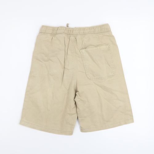 H&M Boys Beige Cotton Bermuda Shorts Size 12-13 Years Regular Drawstring