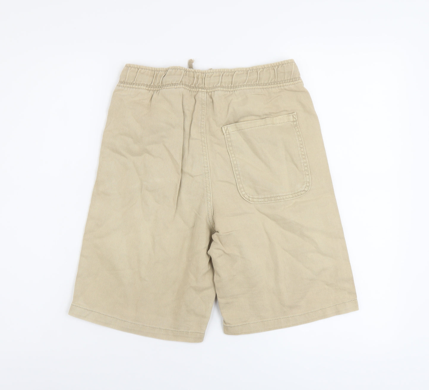 H&M Boys Beige Cotton Bermuda Shorts Size 12-13 Years Regular Drawstring