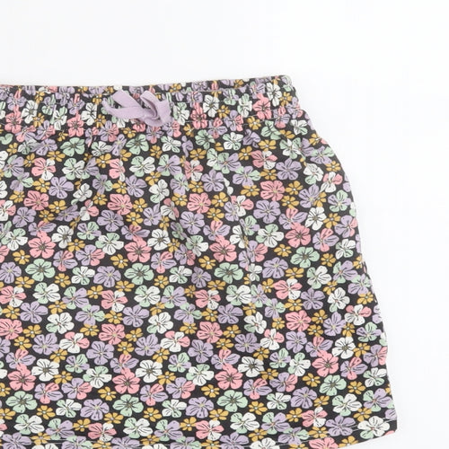 H&M Girls Multicoloured Floral Cotton A-Line Skirt Size 4-5 Years Regular Drawstring