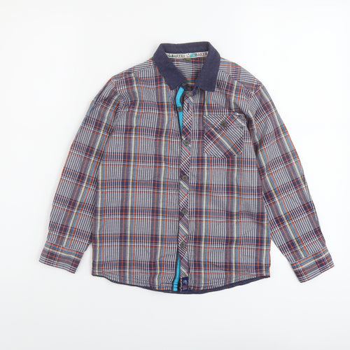 Debenhams Boys Multicoloured Plaid Cotton Basic Button-Up Size 7 Years Collared Drawstring