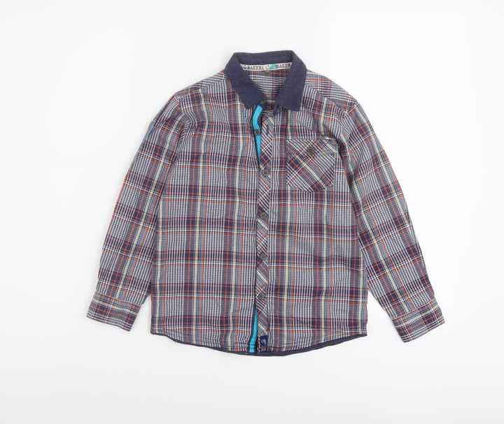 Debenhams Boys Multicoloured Plaid Cotton Basic Button-Up Size 7 Years Collared Drawstring