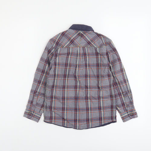 Debenhams Boys Multicoloured Plaid Cotton Basic Button-Up Size 7 Years Collared Drawstring