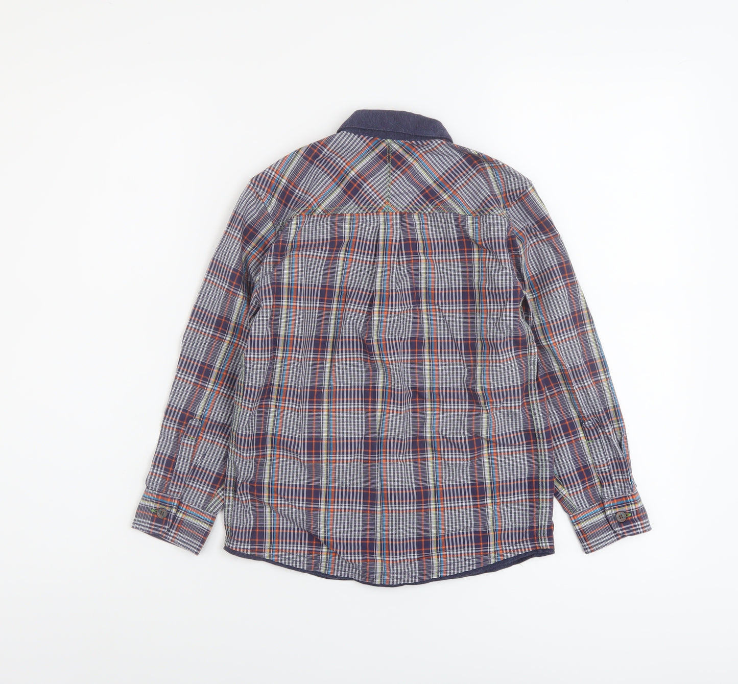 Debenhams Boys Multicoloured Plaid Cotton Basic Button-Up Size 7 Years Collared Drawstring