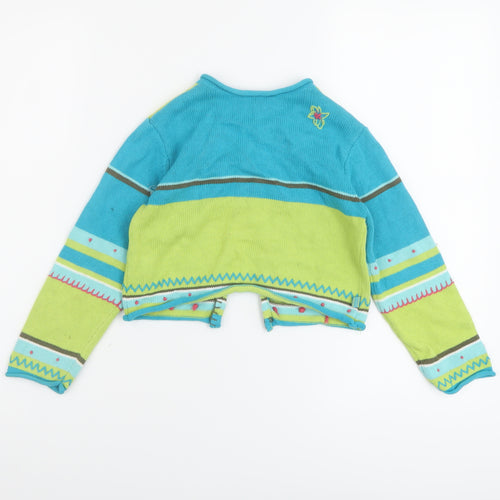 Catimini Girls Multicoloured Round Neck Geometric Cotton Cardigan Jumper Size 6 Years Button