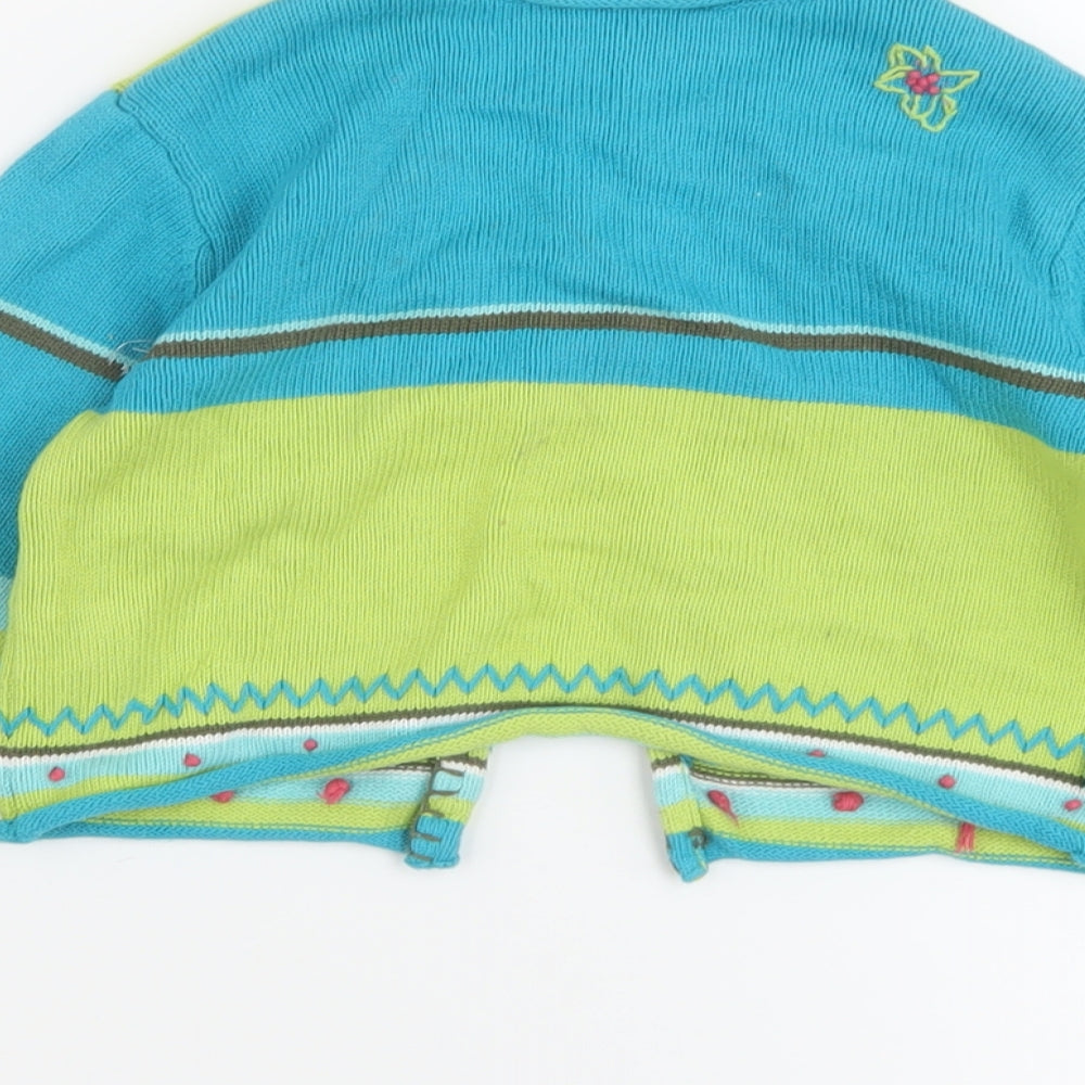 Catimini Girls Multicoloured Round Neck Geometric Cotton Cardigan Jumper Size 6 Years Button
