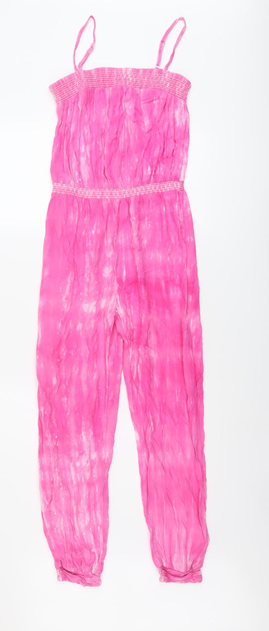 Monsoon Girls Pink Viscose Jumpsuit One-Piece Size 12-13 Years Pullover